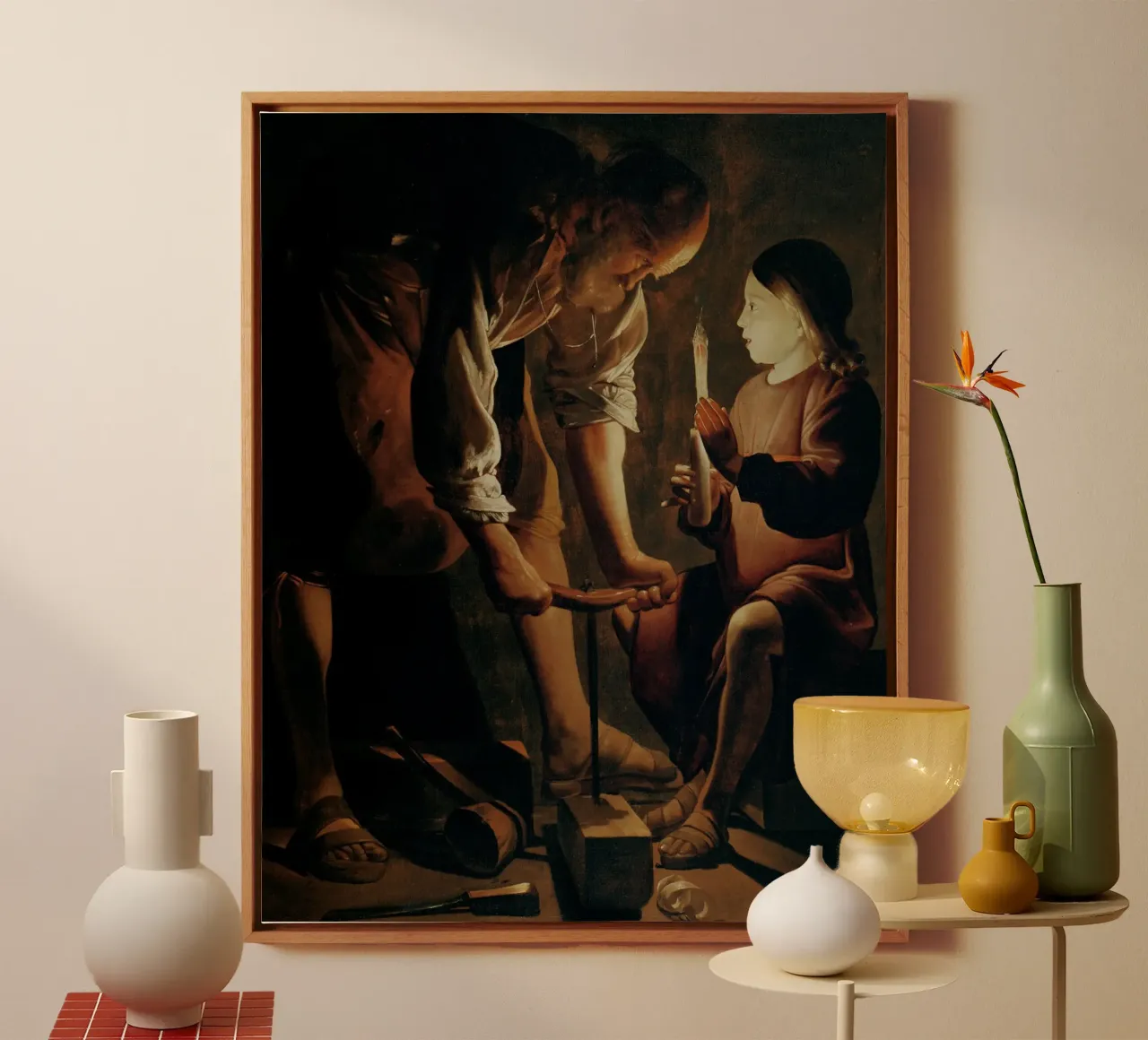 Georges de La Tour - Giuseppe il falegname tela con Cornice a cassetta da Timeless Artworks