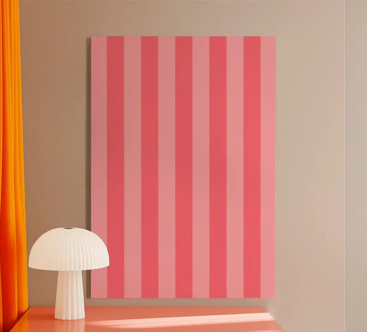 "Modern Stripes" – Bold Red & Pink Geometric Print plexiglass da PrintCessStudio