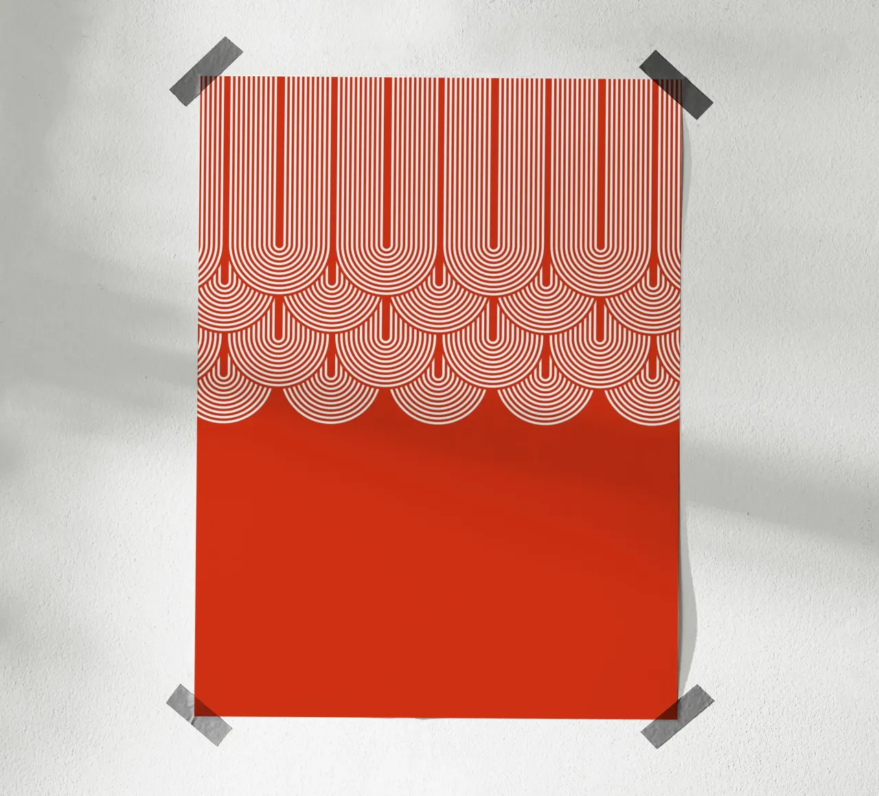 Mid-Century Modern Arch Red poster con telaio in legno da showmemars
