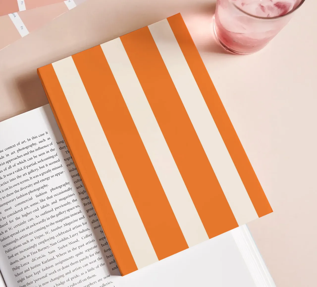 "Warm Stripes" – Orange & Beige Minimalist Print notebook by PrintCessStudio