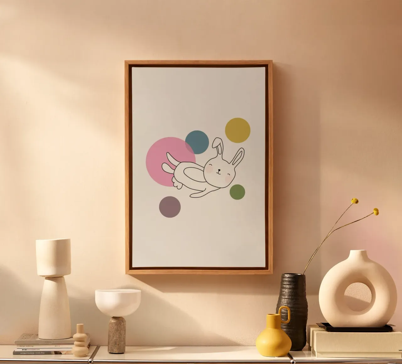Space Rabbits Neo canvas with Floater frame by Christina Heitmann