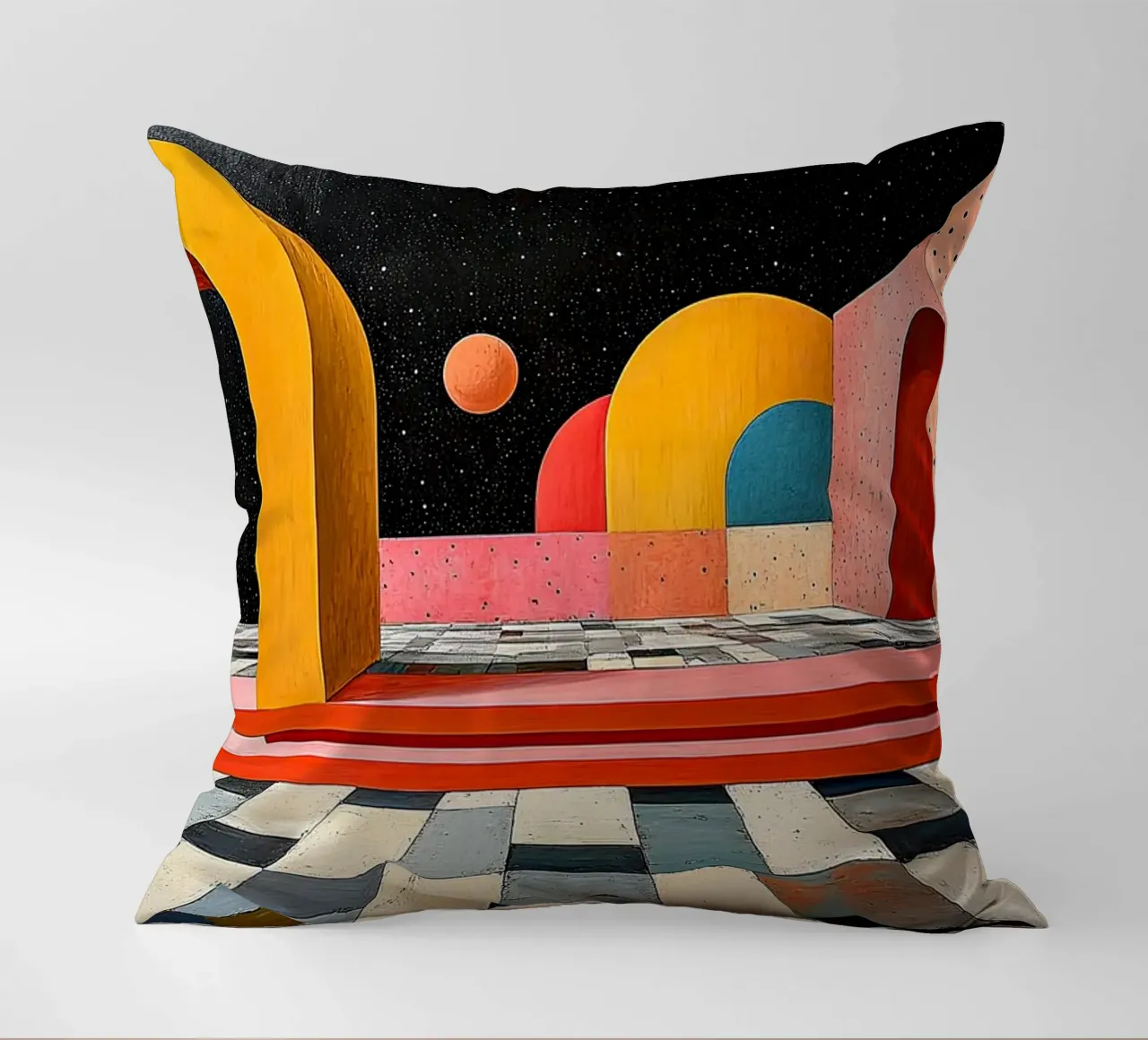 Surrealism Architecture Design Geometry decorative cushion by Nikis Art Studio