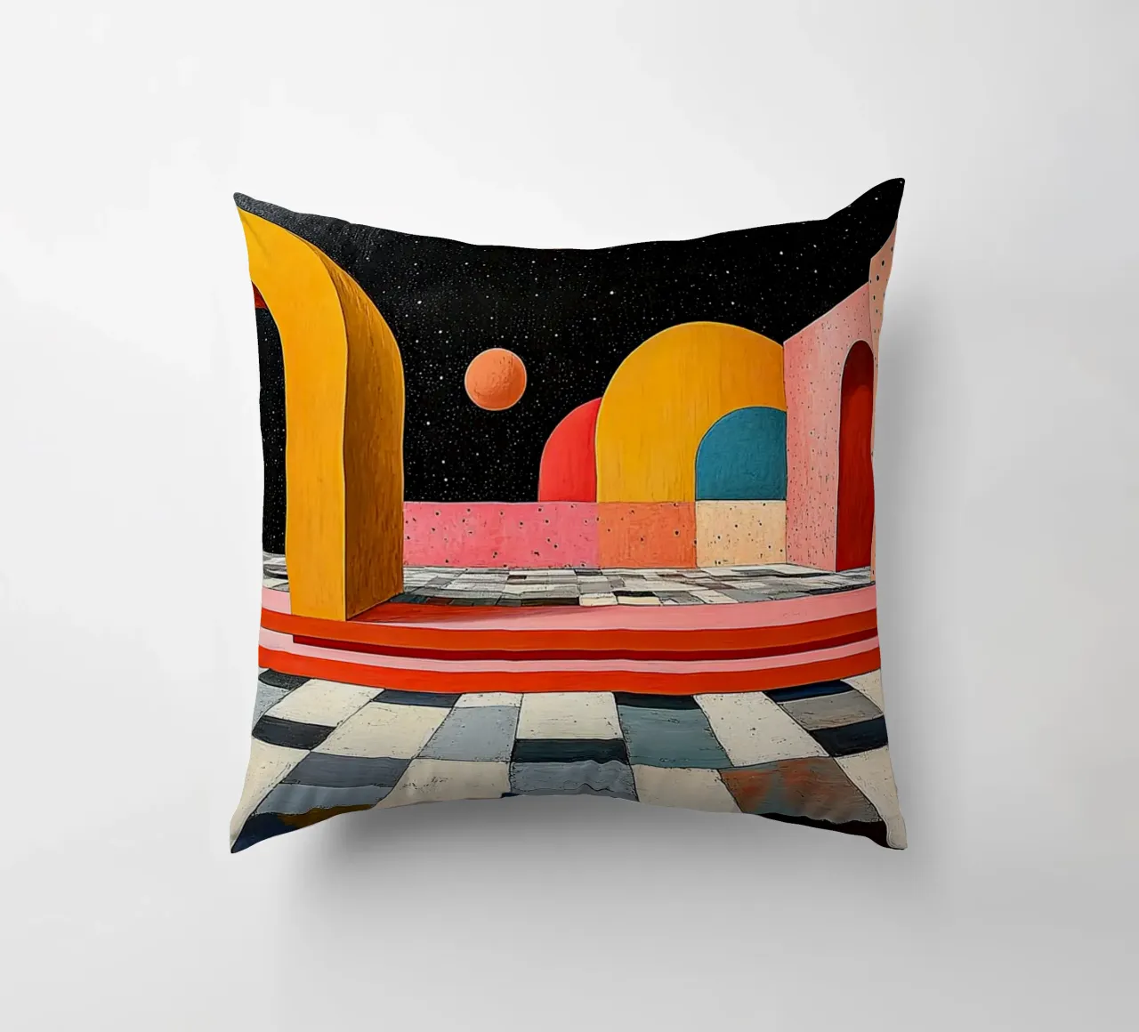 Surrealism Architecture Design Geometry decorative cushion by Nikis Art Studio