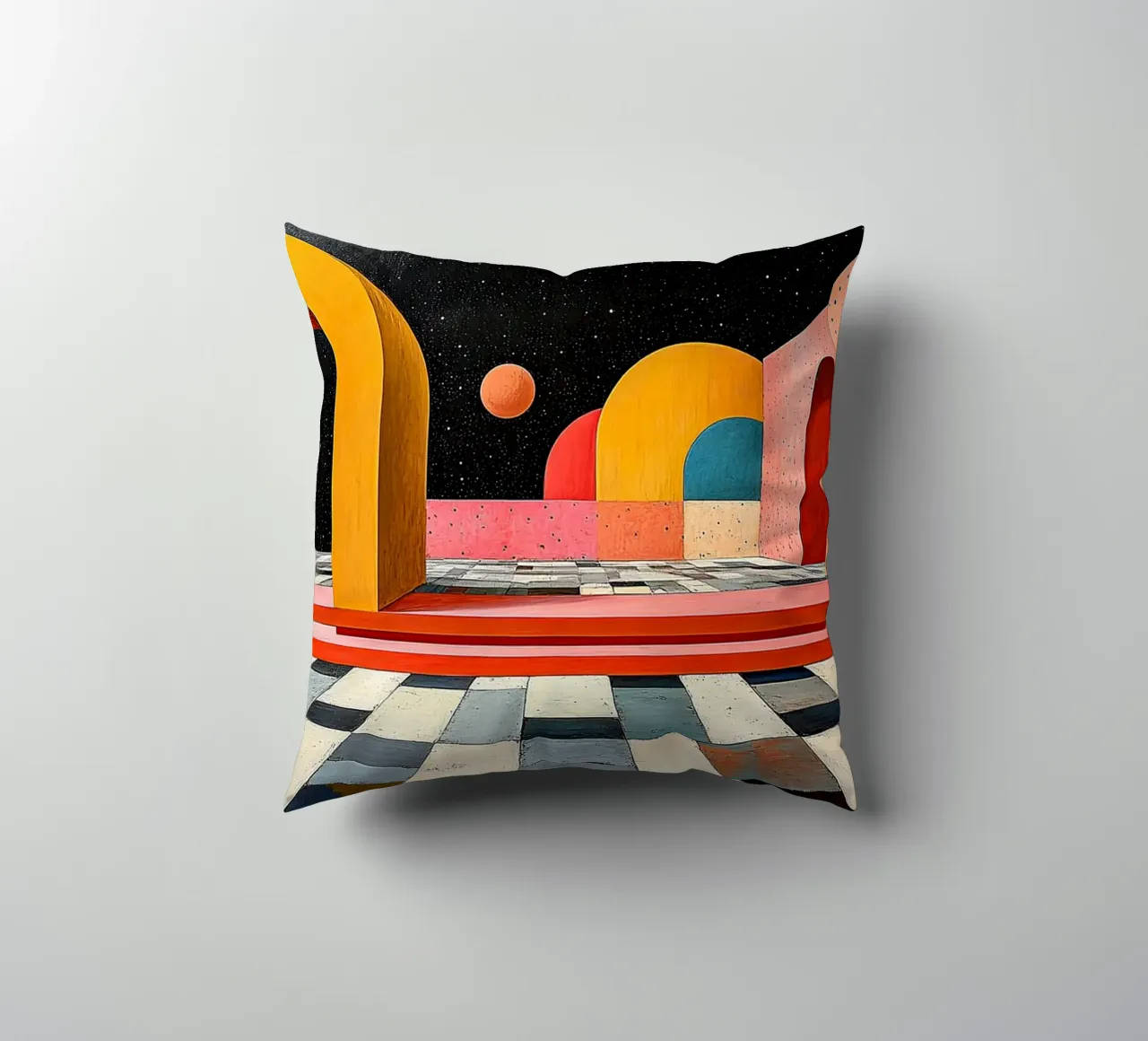 Surrealism Architecture Design Geometry decorative cushion by Nikis Art Studio