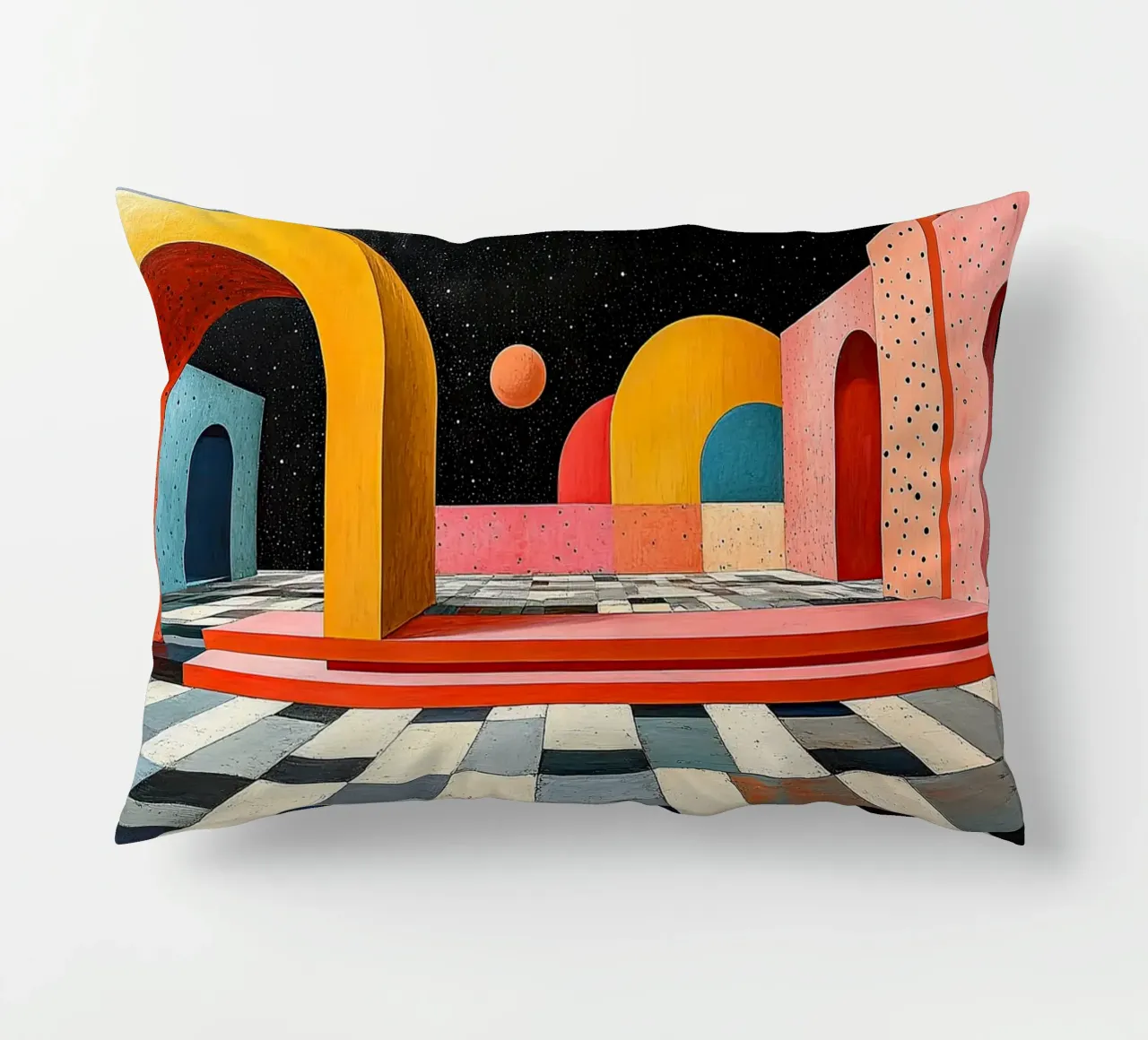 Surrealism Architecture Design Geometry decorative cushion by Nikis Art Studio