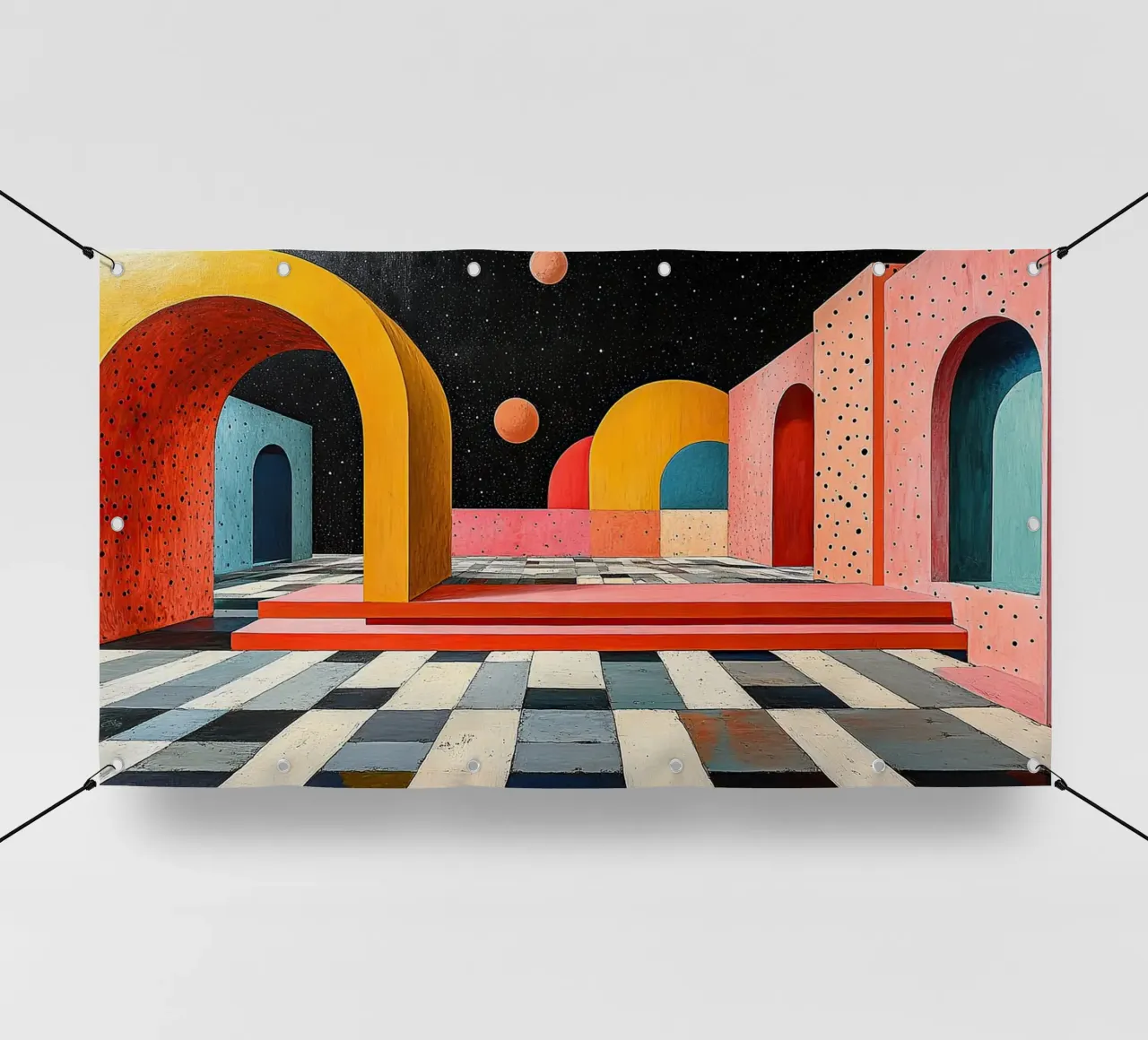Surrealisme Architectuur Ontwerp Meetkunde pvc-zeil van Nikis Art Studio