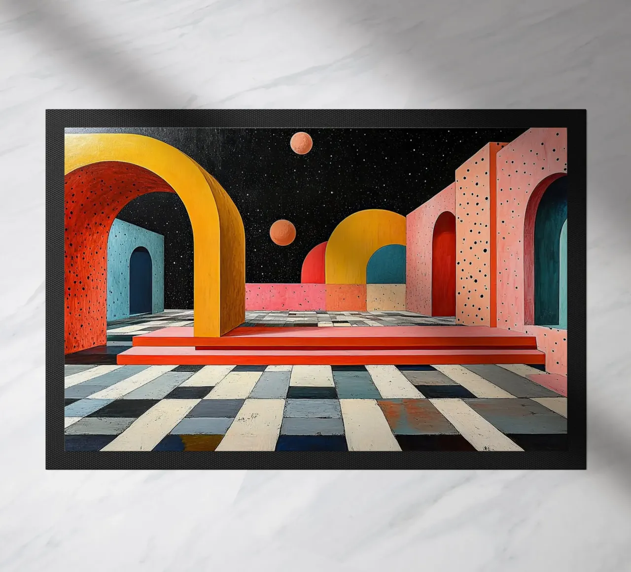 Surrealism Architecture Design Geometry doormat by Nikis Art Studio