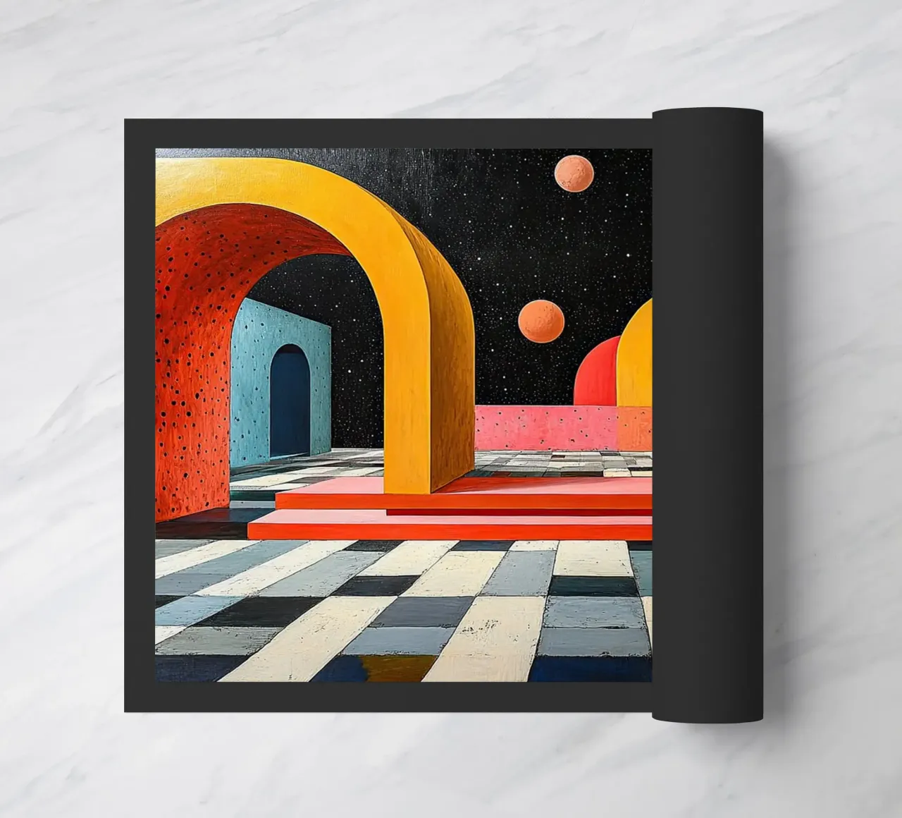 Surrealism Architecture Design Geometry doormat by Nikis Art Studio