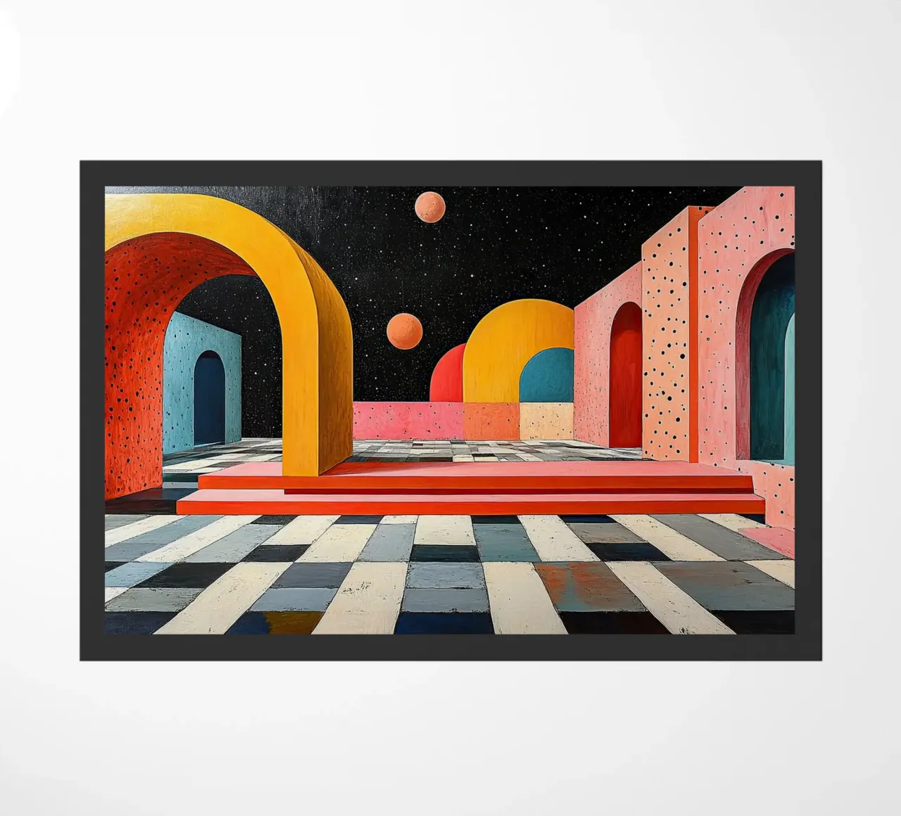 Surrealism Architecture Design Geometry doormat by Nikis Art Studio