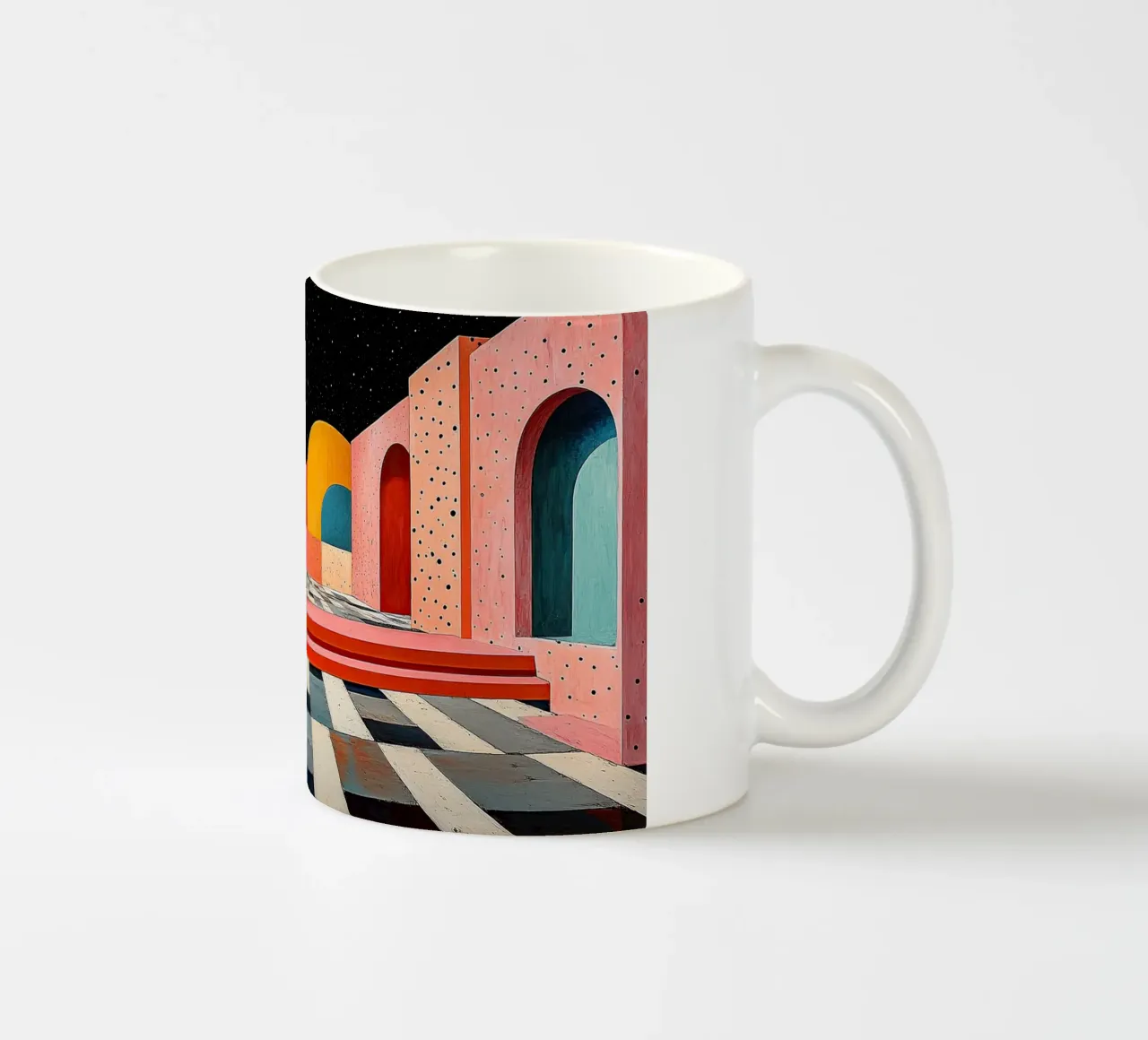 Surrealism Architecture Design Geometry ceramic mug by Nikis Art Studio