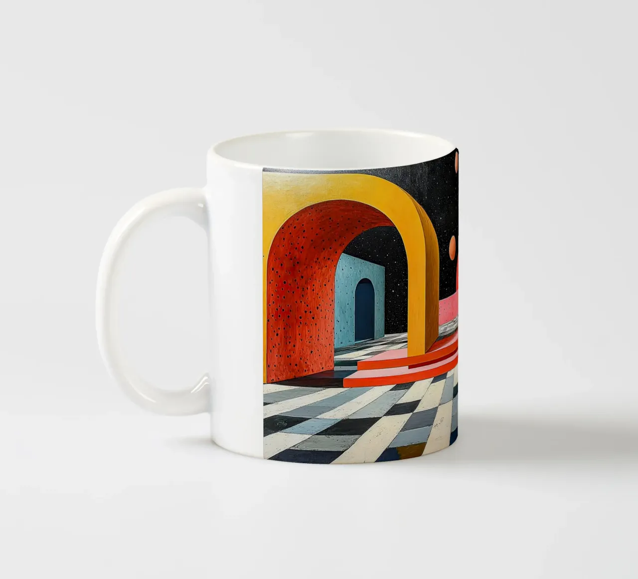 Surrealism Architecture Design Geometry ceramic mug by Nikis Art Studio