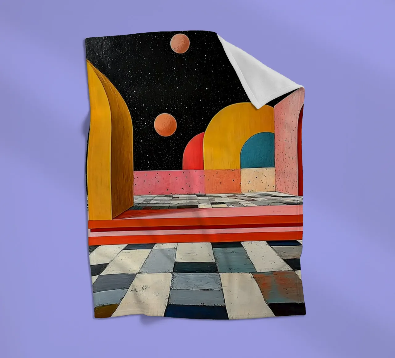 Surrealism Architecture Design Geometry fleece blanket by Nikis Art Studio
