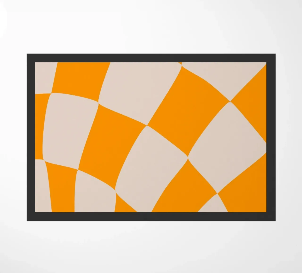 "Checkerboard Glow" – Orange & Beige Checkered Print zerbino da PrintCessStudio