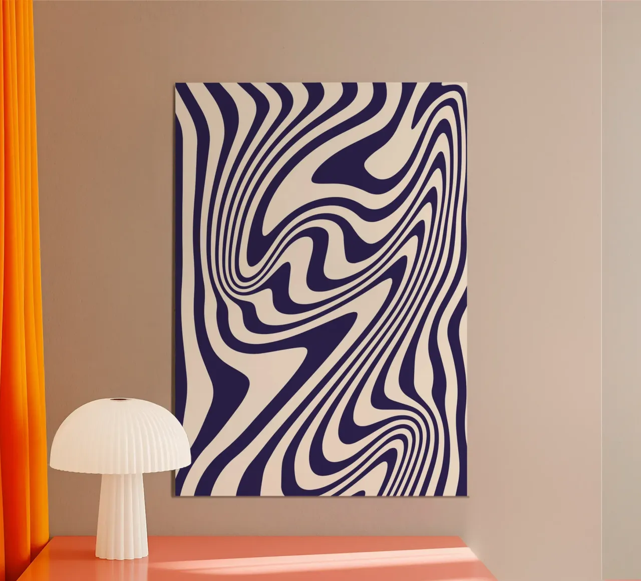 "Hypnotic Flow" – Bue & White Wavy Optical Print carta hahnemühle da PrintCessStudio