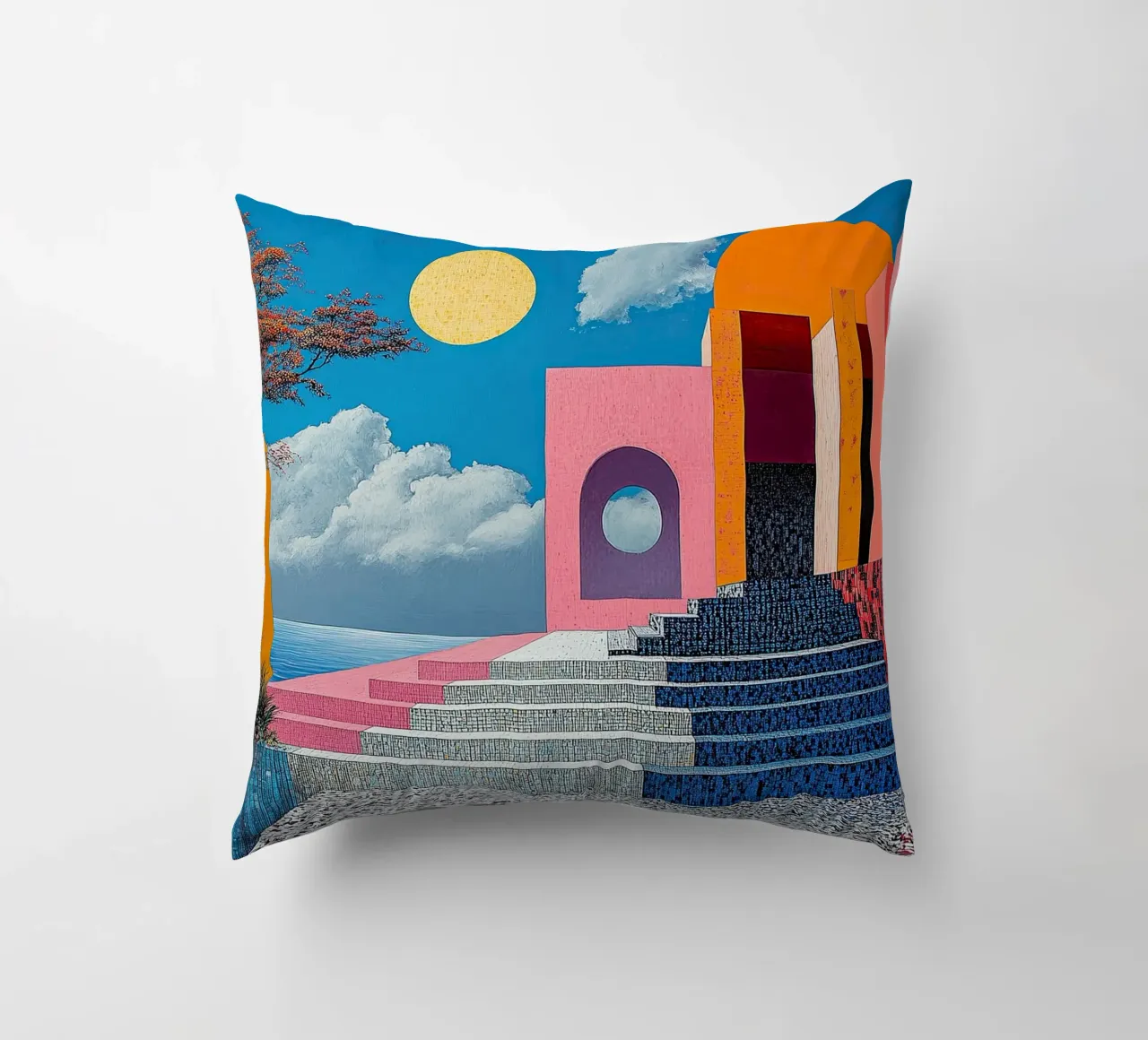 Surrealism Architecture Design Geometry decorative cushion by Nikis Art Studio