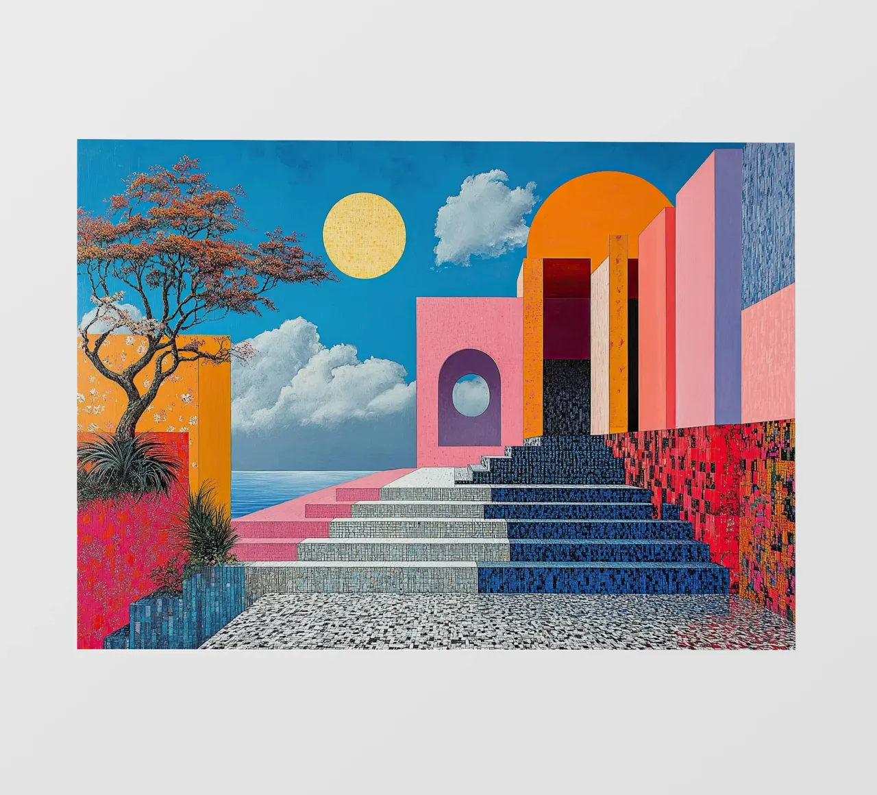 Surrealismus Architektur Design Geometrie PVC Plane von Nikis Art Studio