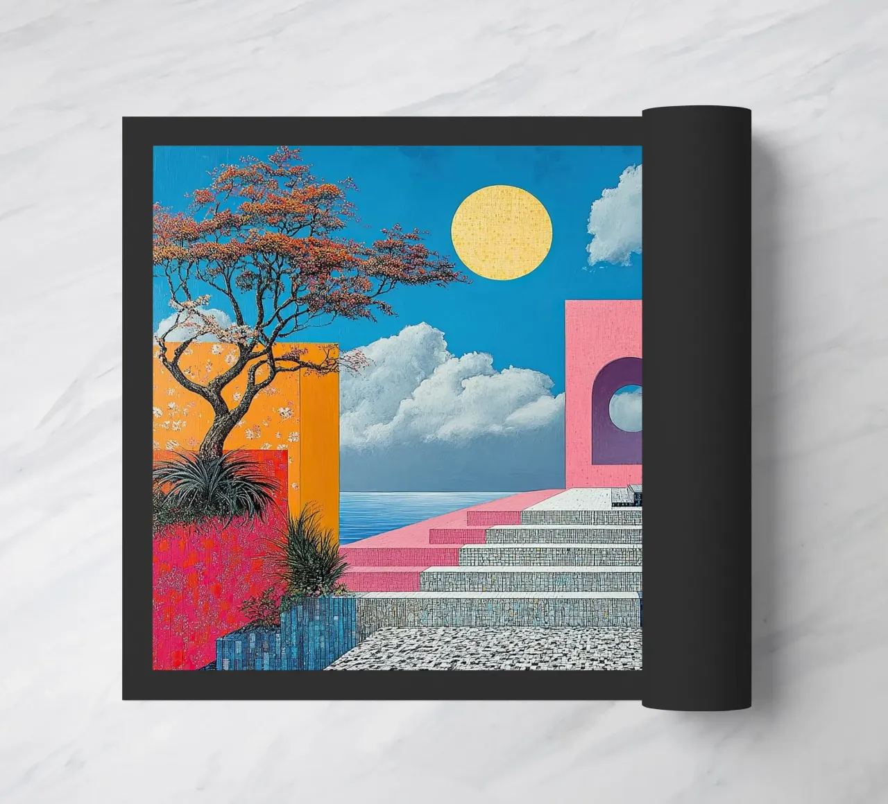 Surrealismus Architektur Design Geometrie Fußmatte von Nikis Art Studio