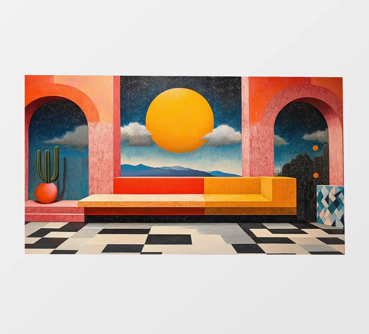 Surrealismus Architektur Design Geometrie PVC Plane von Nikis Art Studio