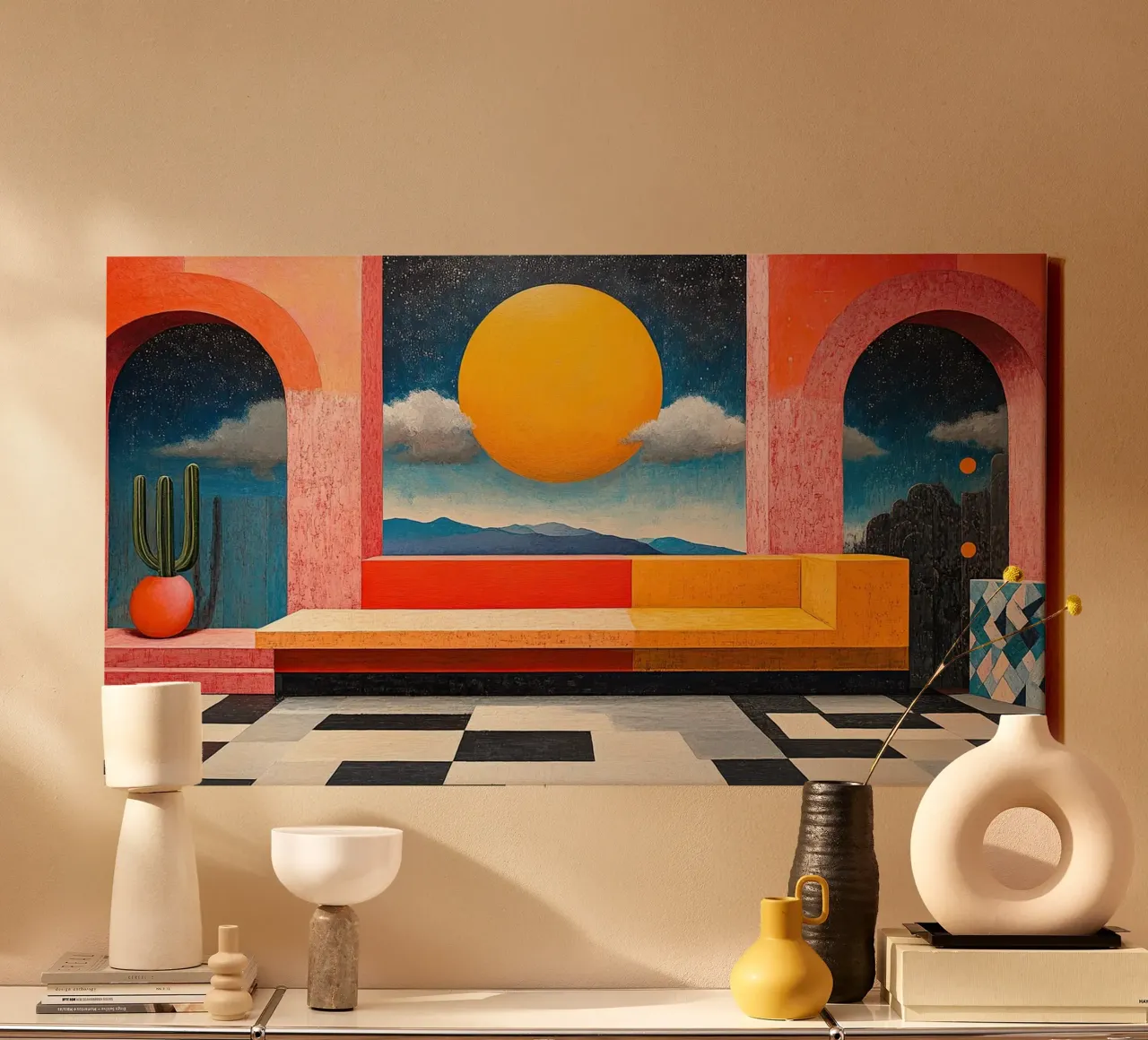 Surrealism Architecture Design Geometry canvas by Nikis Art Studio