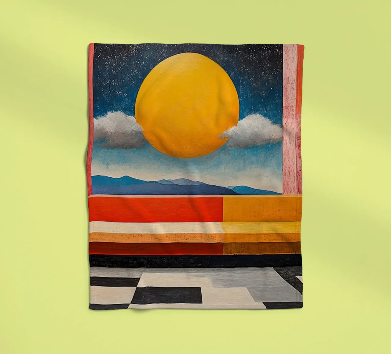 Surrealism Architecture Design Geometry fleece blanket by Nikis Art Studio