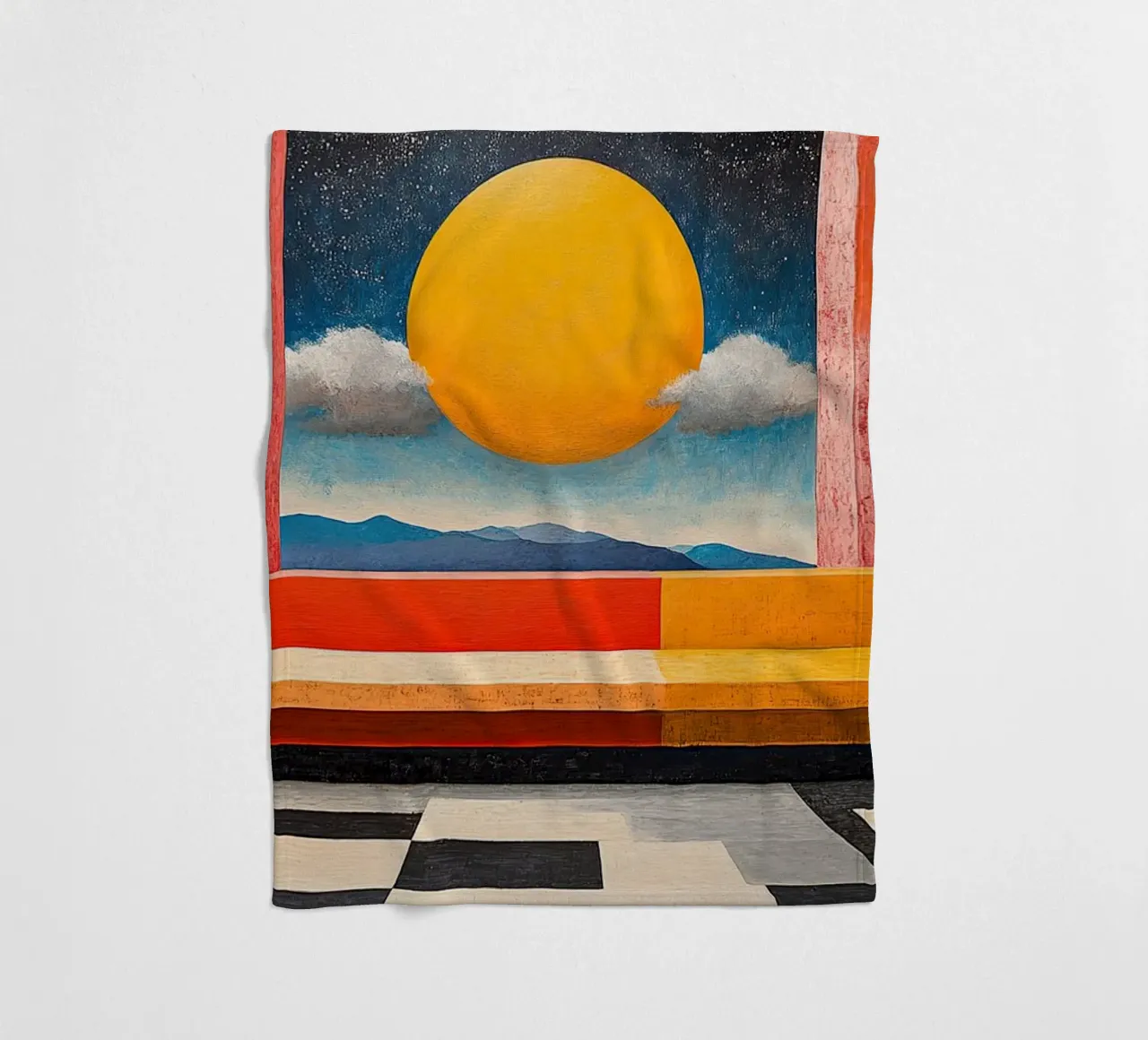 Surrealism Architecture Design Geometry fleece blanket by Nikis Art Studio