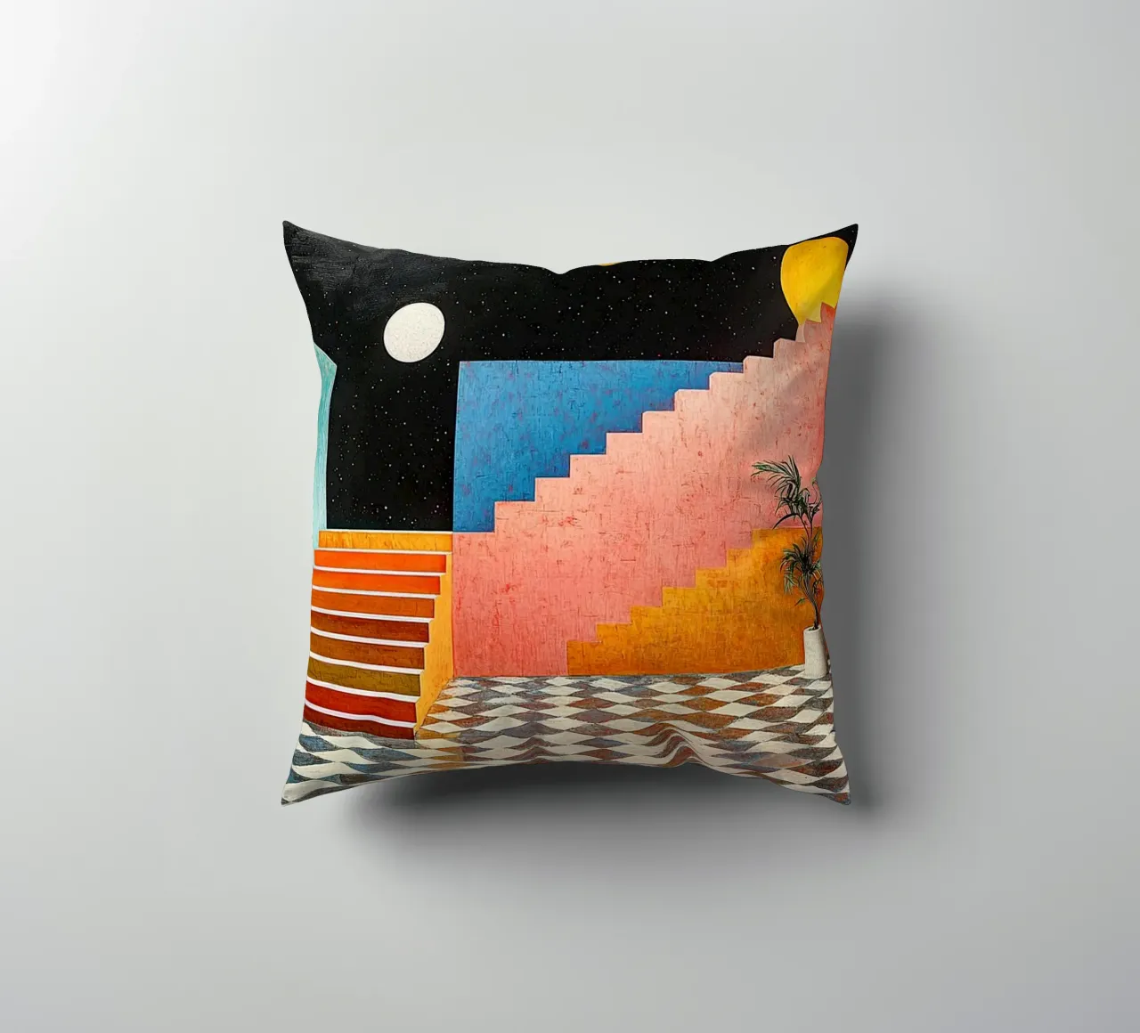 Surrealism Architecture Design Geometry decorative cushion by Nikis Art Studio