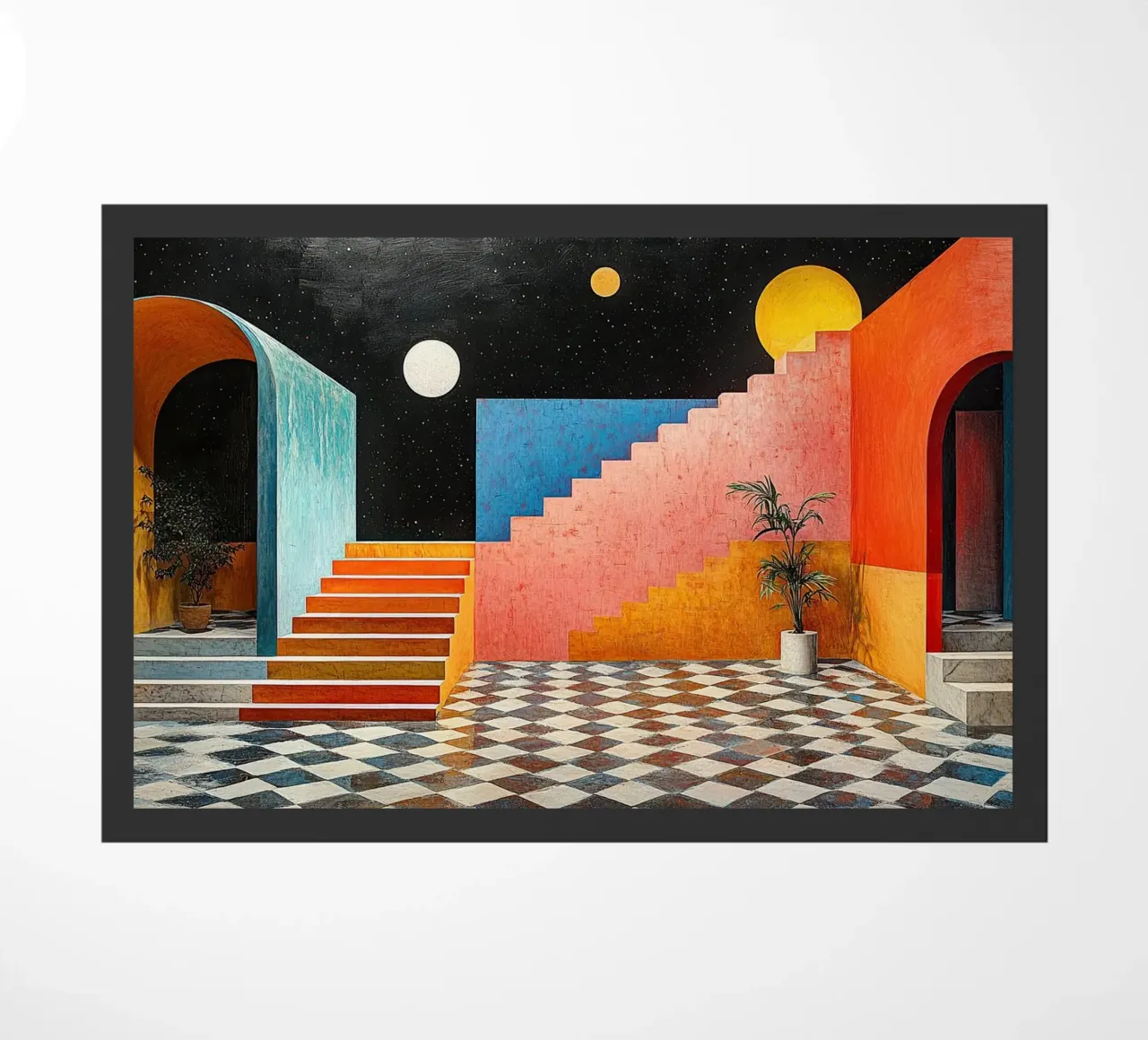 Surrealism Architecture Design Geometry doormat by Nikis Art Studio