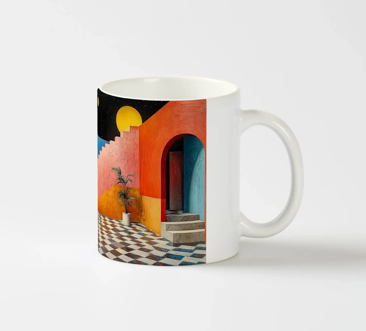 Surrealism Architecture Design Geometry ceramic mug by Nikis Art Studio