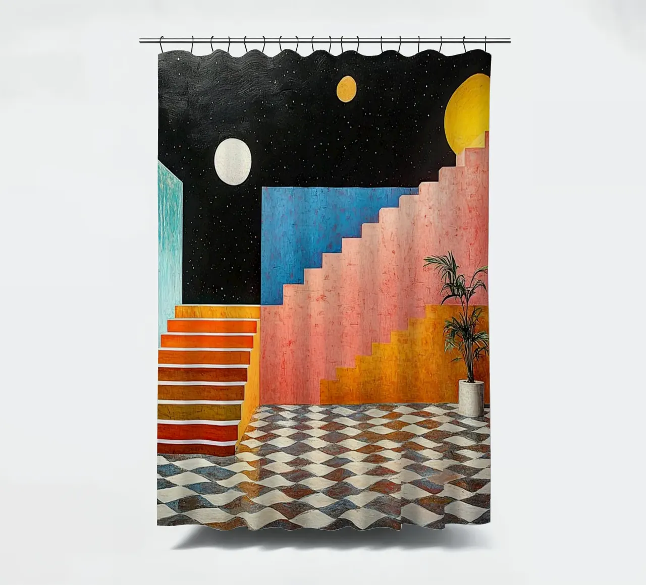 Surrealism Architecture Design Geometry shower curtain by Nikis Art Studio