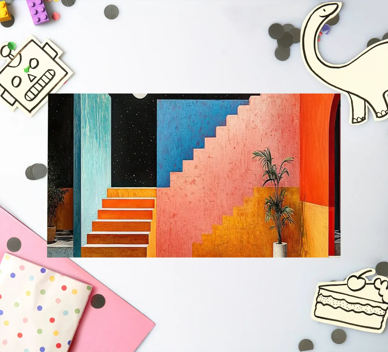 Surrealism Architecture Design Geometry sticker sheet by Nikis Art Studio