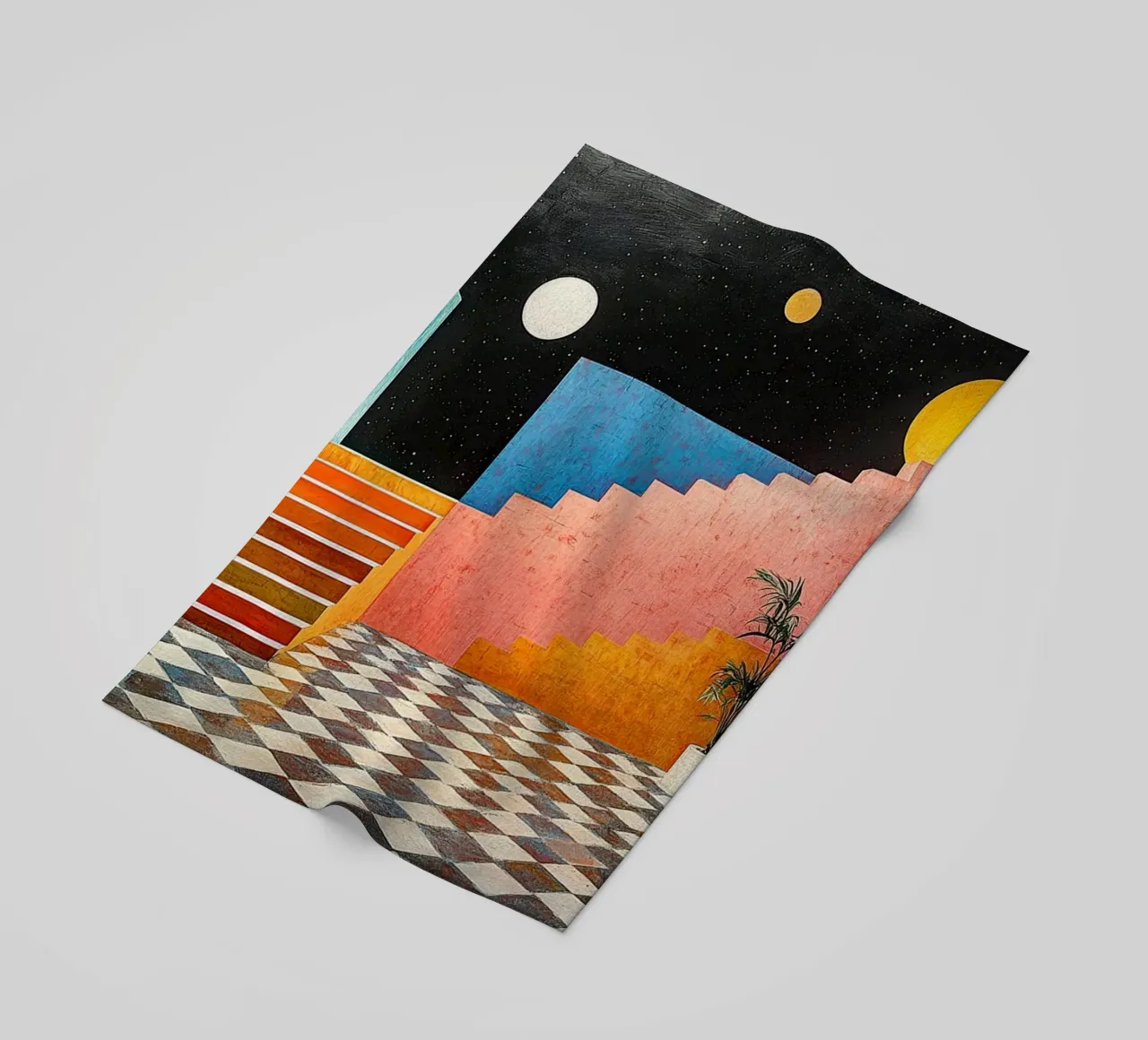 Surrealism Architecture Design Geometry beach towel by Nikis Art Studio