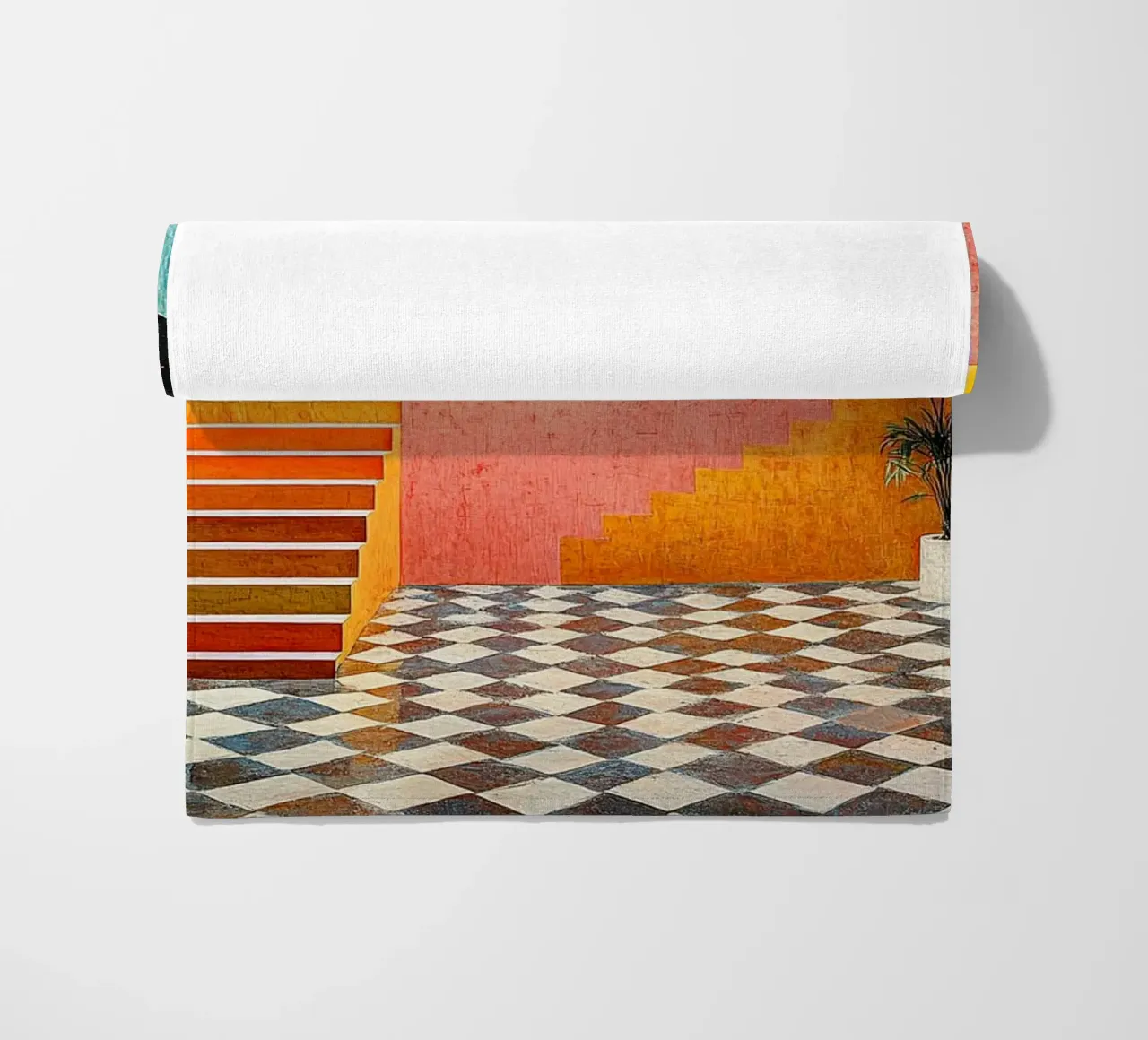 Surrealism Architecture Design Geometry beach towel by Nikis Art Studio