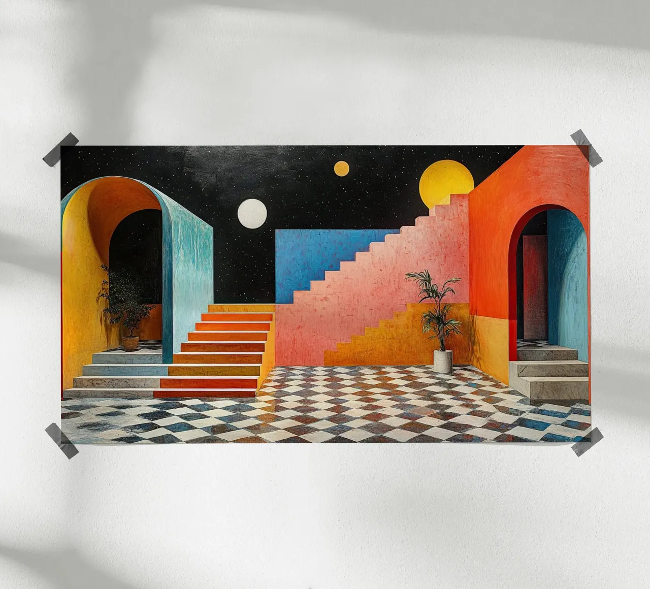 Surrealismo Architettura Design Geometria poster con telaio in alluminio da Nikis Art Studio