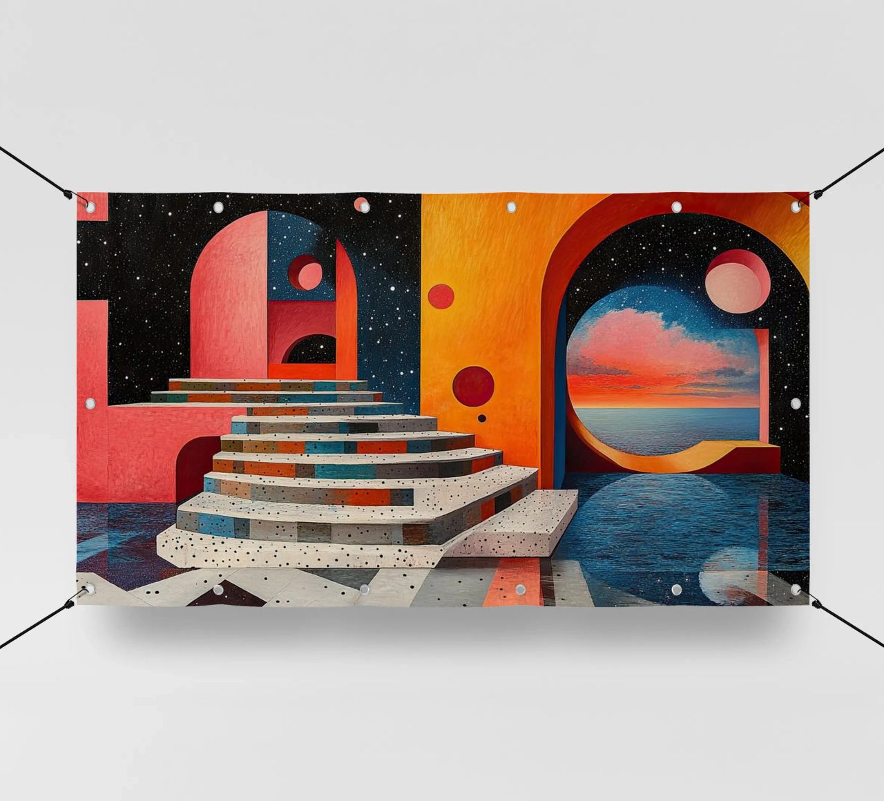 Surrealismo Architettura Design Geometria telo in pvc da Nikis Art Studio