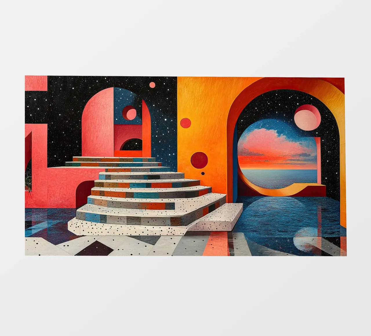 Surrealismus Architektur Design Geometrie PVC Plane von Nikis Art Studio