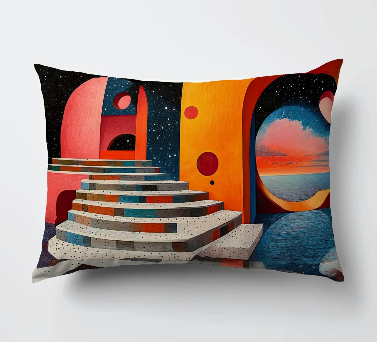Surrealism Architecture Design Geometry decorative cushion by Nikis Art Studio