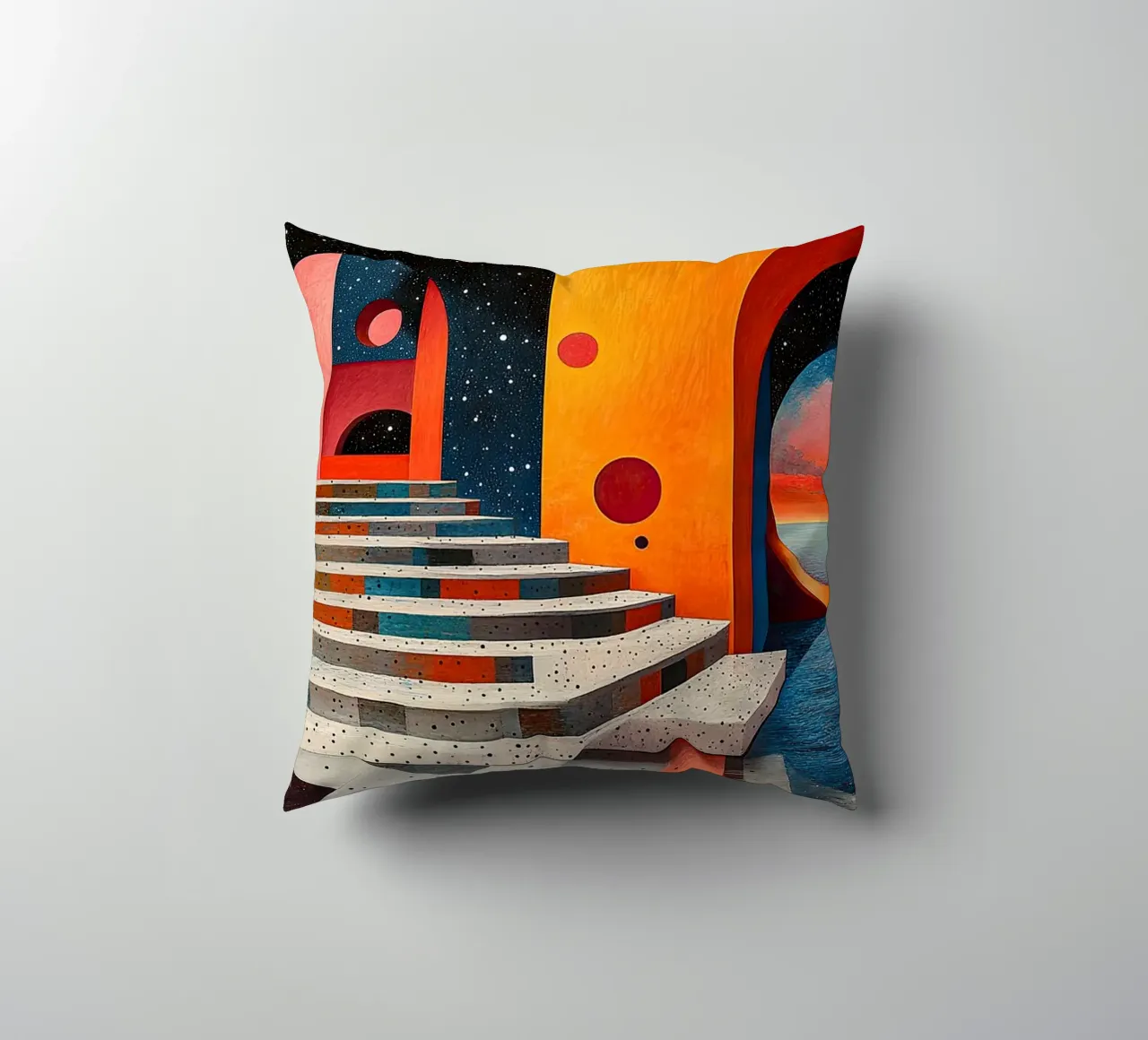 Surrealism Architecture Design Geometry decorative cushion by Nikis Art Studio
