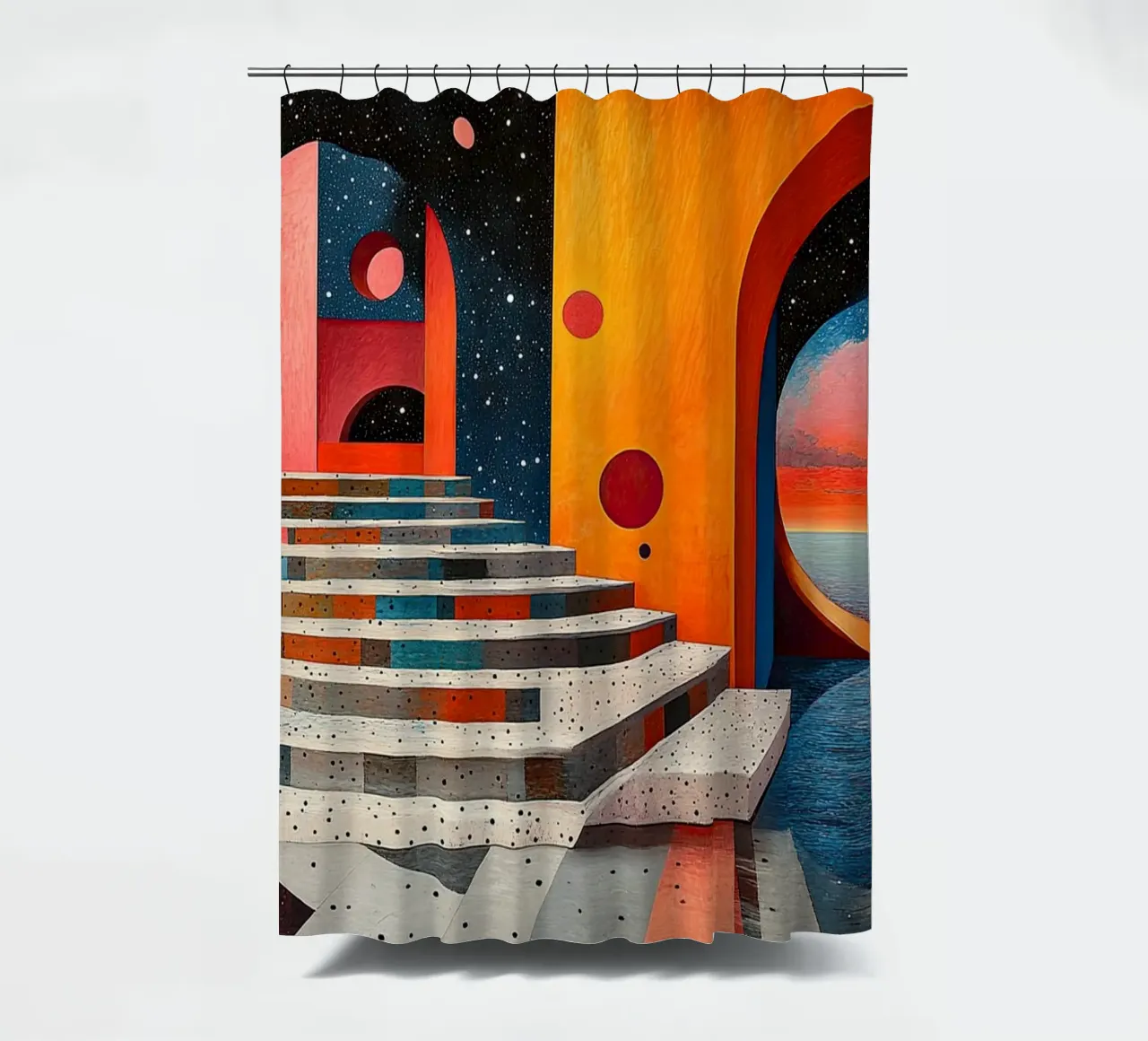 Surrealism Architecture Design Geometry shower curtain by Nikis Art Studio