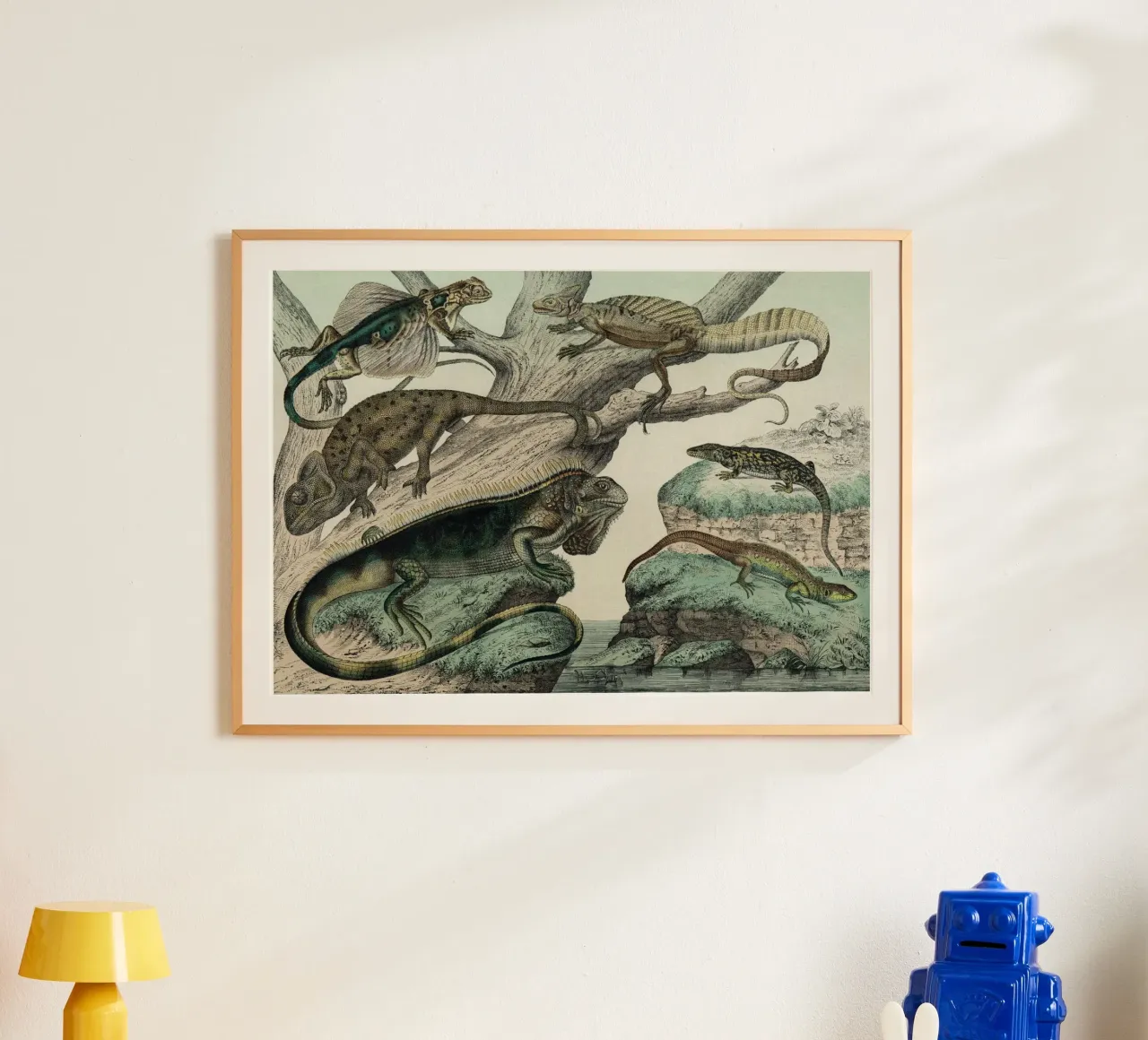 Vintage Schubert 1 Echsen 5 poster con telaio in legno da Vintage Print Collection