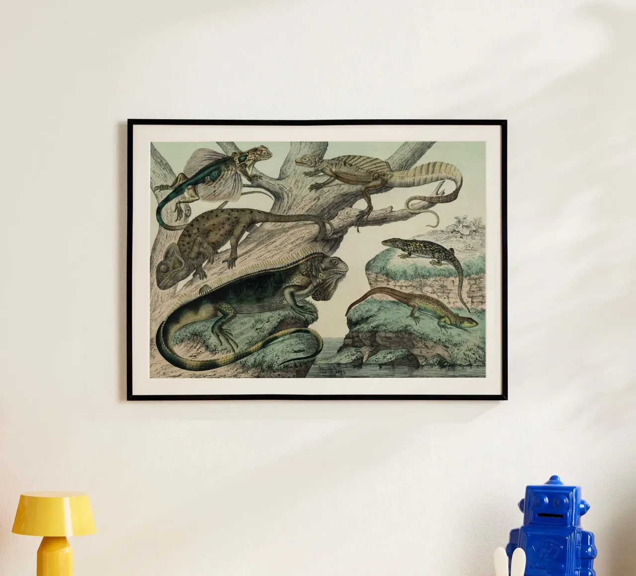 Vintage Schubert 1 Echsen 5 poster con telaio in legno da Vintage Print Collection
