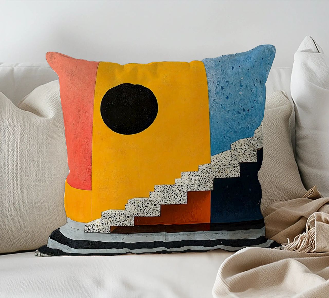 Surrealism Architecture Design Geometry decorative cushion by Nikis Art Studio
