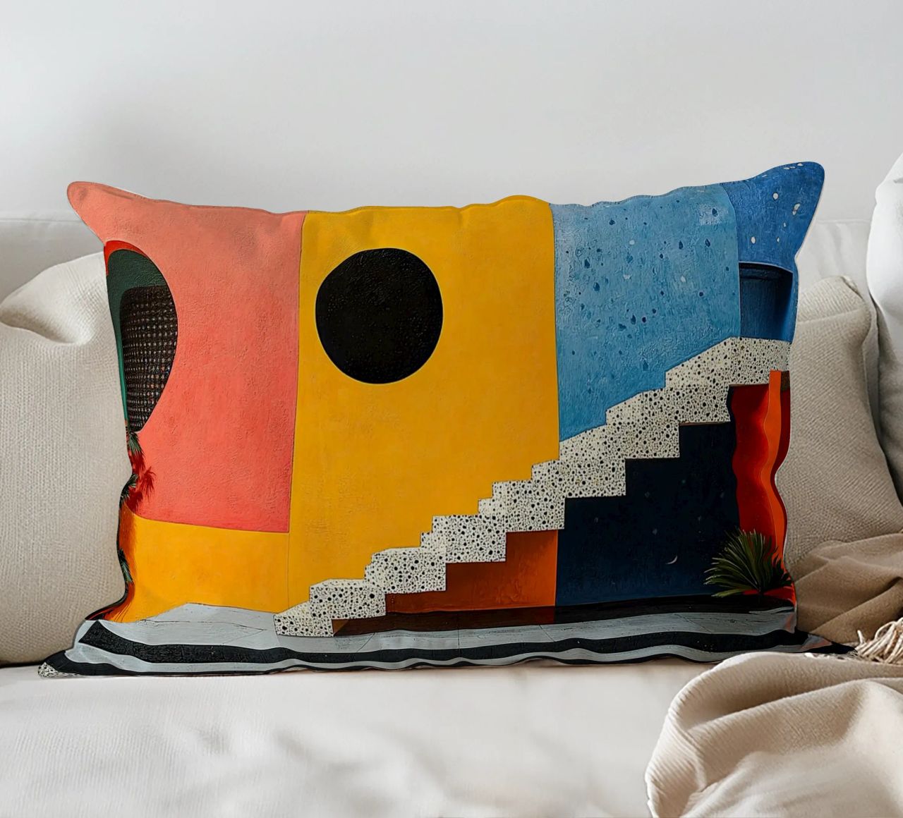 Surrealism Architecture Design Geometry decorative cushion by Nikis Art Studio