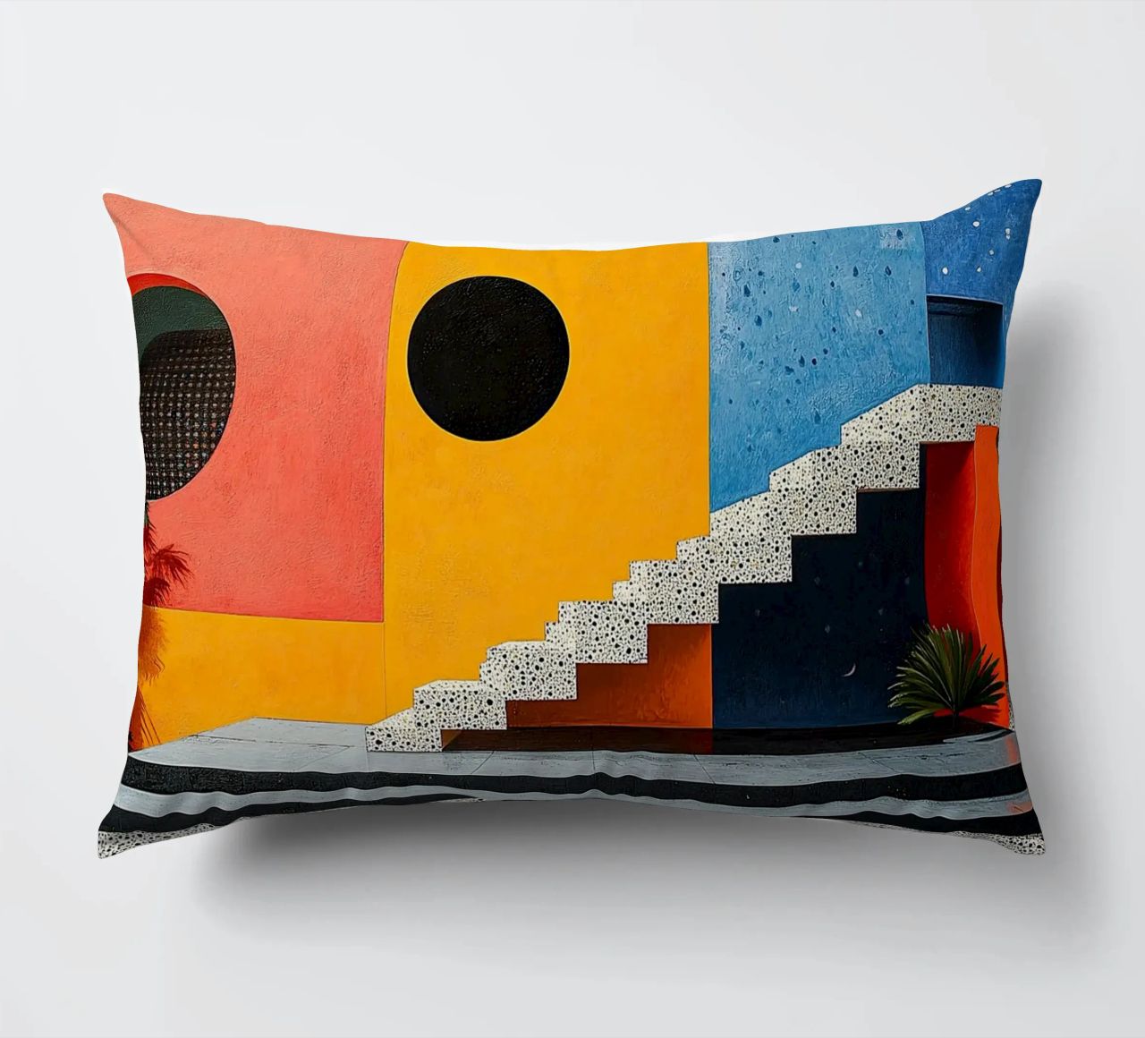 Surrealism Architecture Design Geometry decorative cushion by Nikis Art Studio