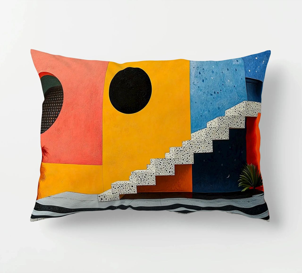 Surrealism Architecture Design Geometry decorative cushion by Nikis Art Studio