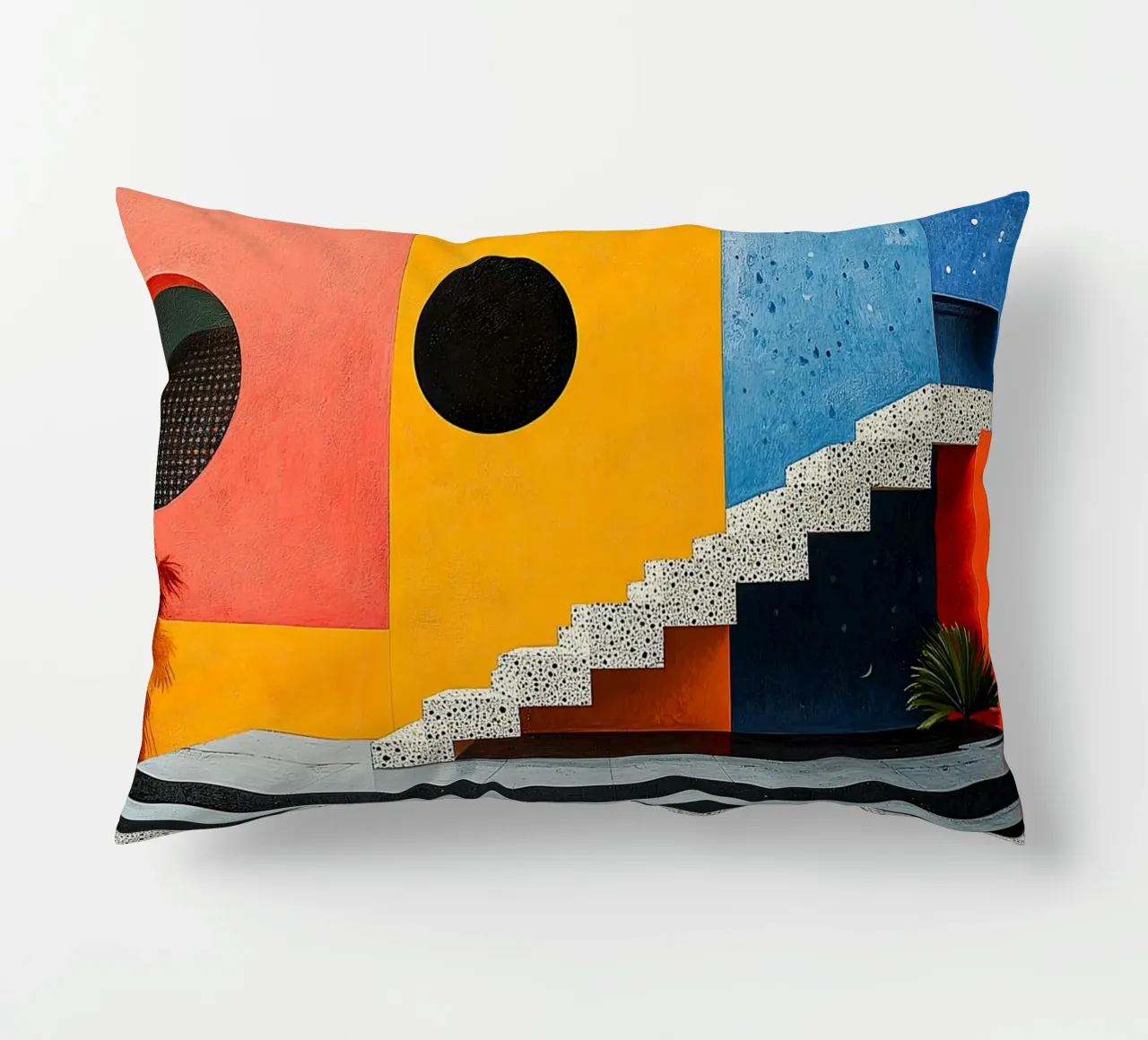 Surrealismus Architektur Design Geometrie Kissen von Nikis Art Studio