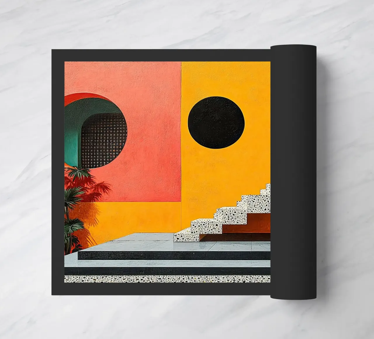 Surrealismus Architektur Design Geometrie Fußmatte von Nikis Art Studio
