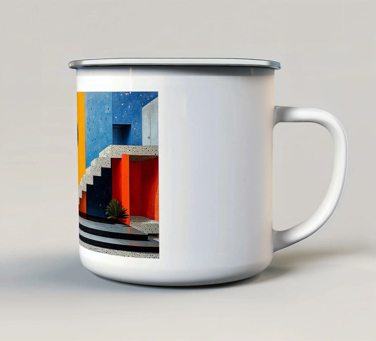 Surrealism Architecture Design Geometry enamel mug by Nikis Art Studio