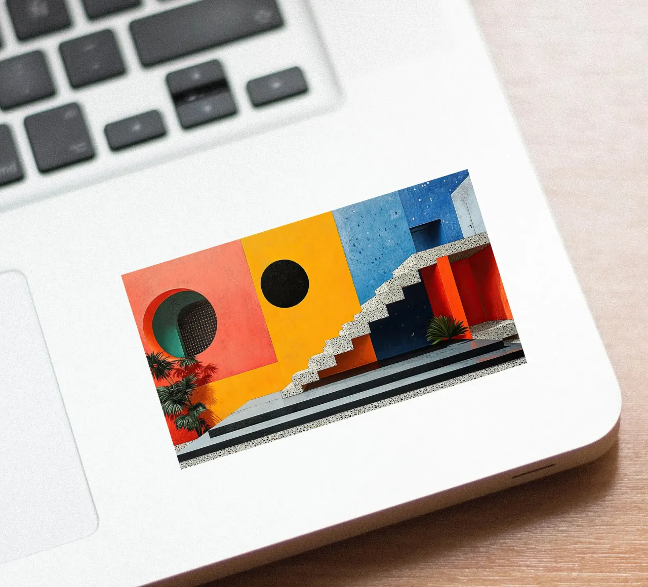 Surrealisme Architectuur Ontwerp Meetkunde sticker van Nikis Art Studio