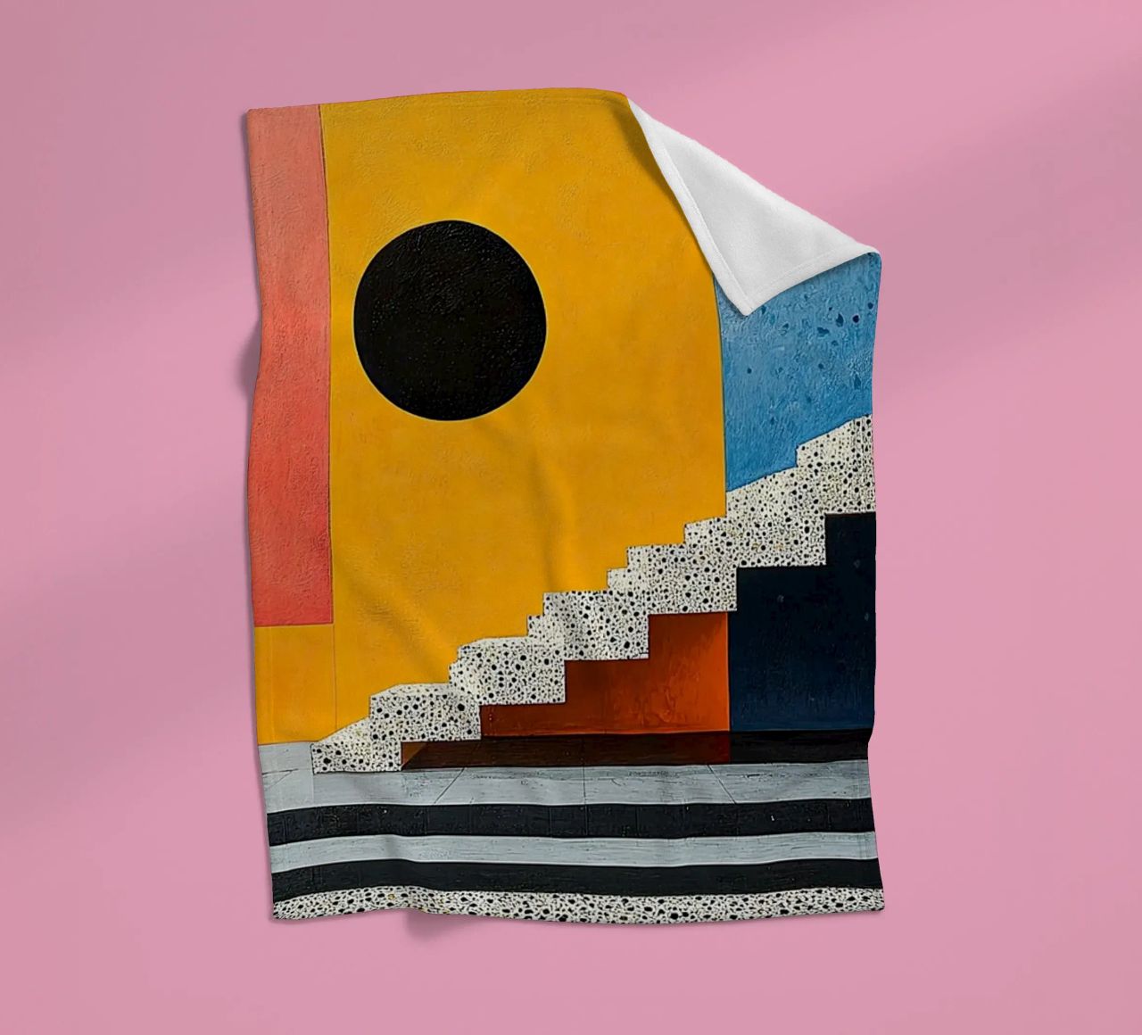 Surrealism Architecture Design Geometry fleece blanket by Nikis Art Studio