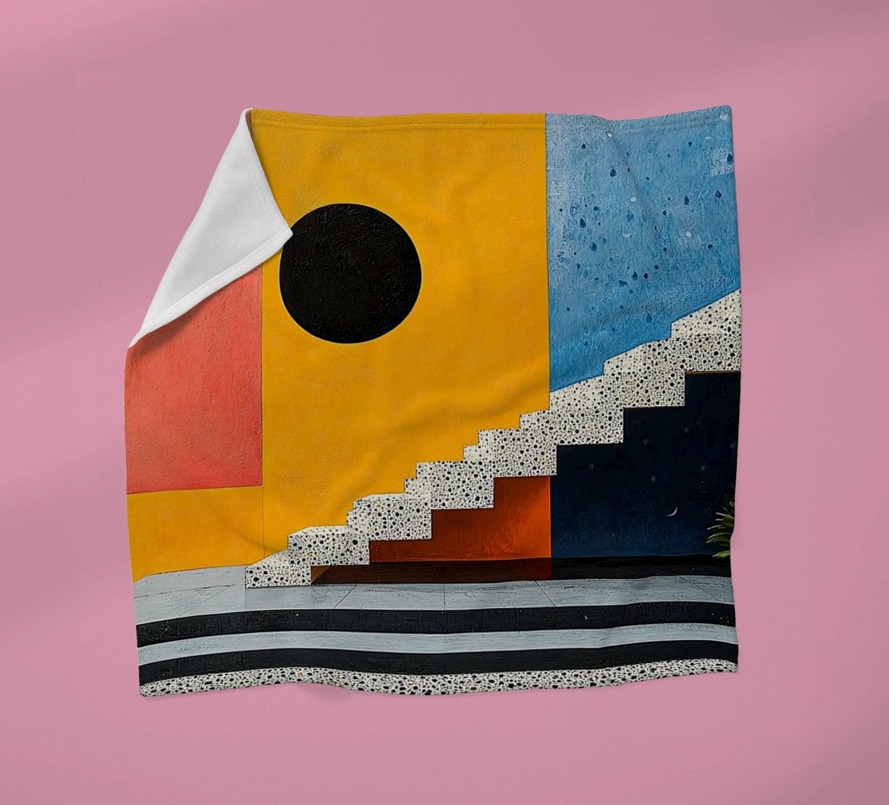 Surrealism Architecture Design Geometry fleece blanket by Nikis Art Studio